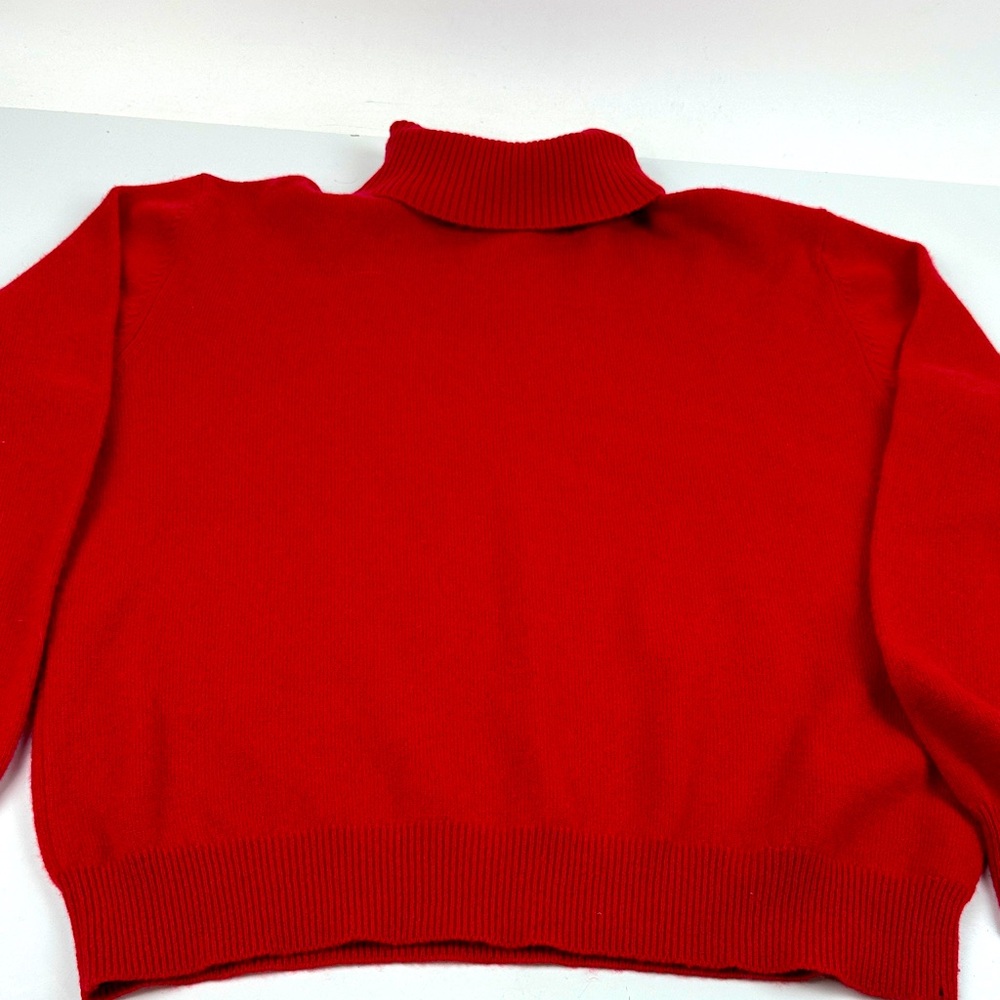 Casual Corner Vibrant Red Cashmere Turtleneck Neck Sweater.